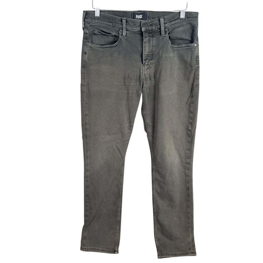 PAIGE Federal Jeans Mens 32x30 Vintage Smokey Peat Gray Slim Straight read